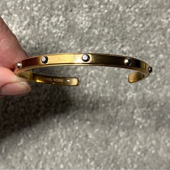 Michael Kors Heritage Astor Studded Cuff Bracelet Rose Gold and Silver Tone - Picture 3 of 8